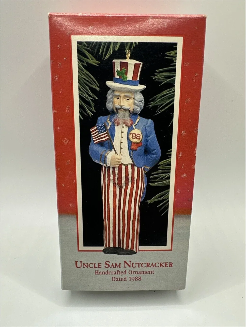Vintage Hallmark Ornament UNCLE SAM NUTCRACKER 1988 Patriotic USA  in Box